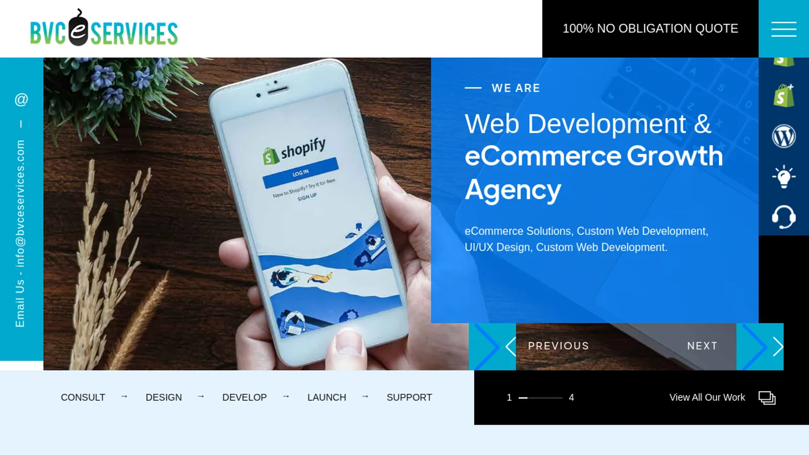 Screenshot of the BVC eServices Pvt. Ltd. homepage