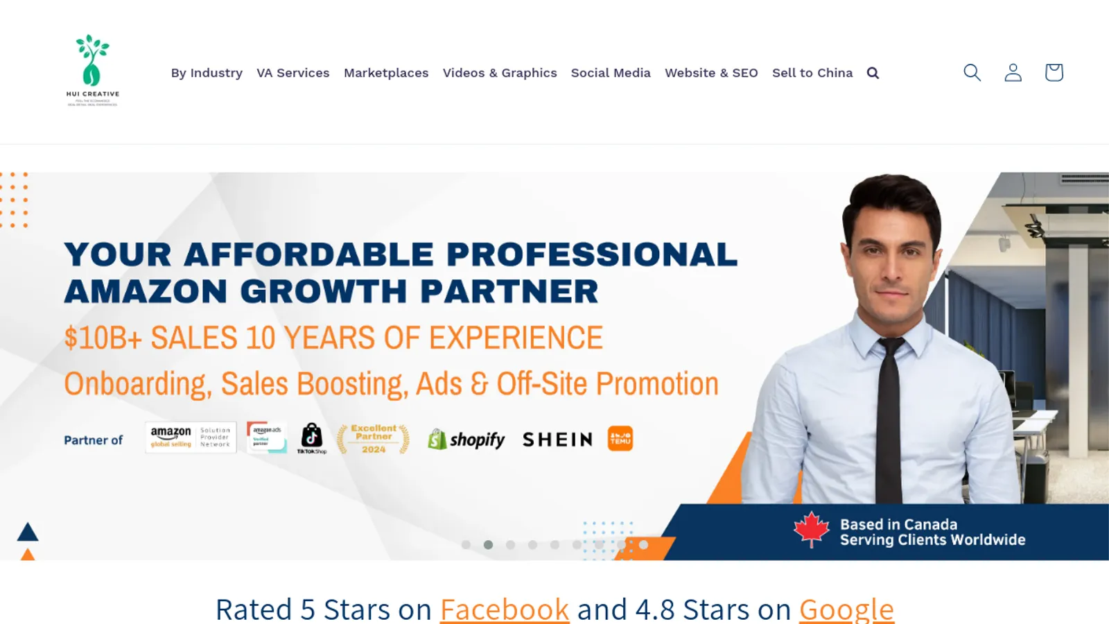 Screenshot of the Hui Creative homepage