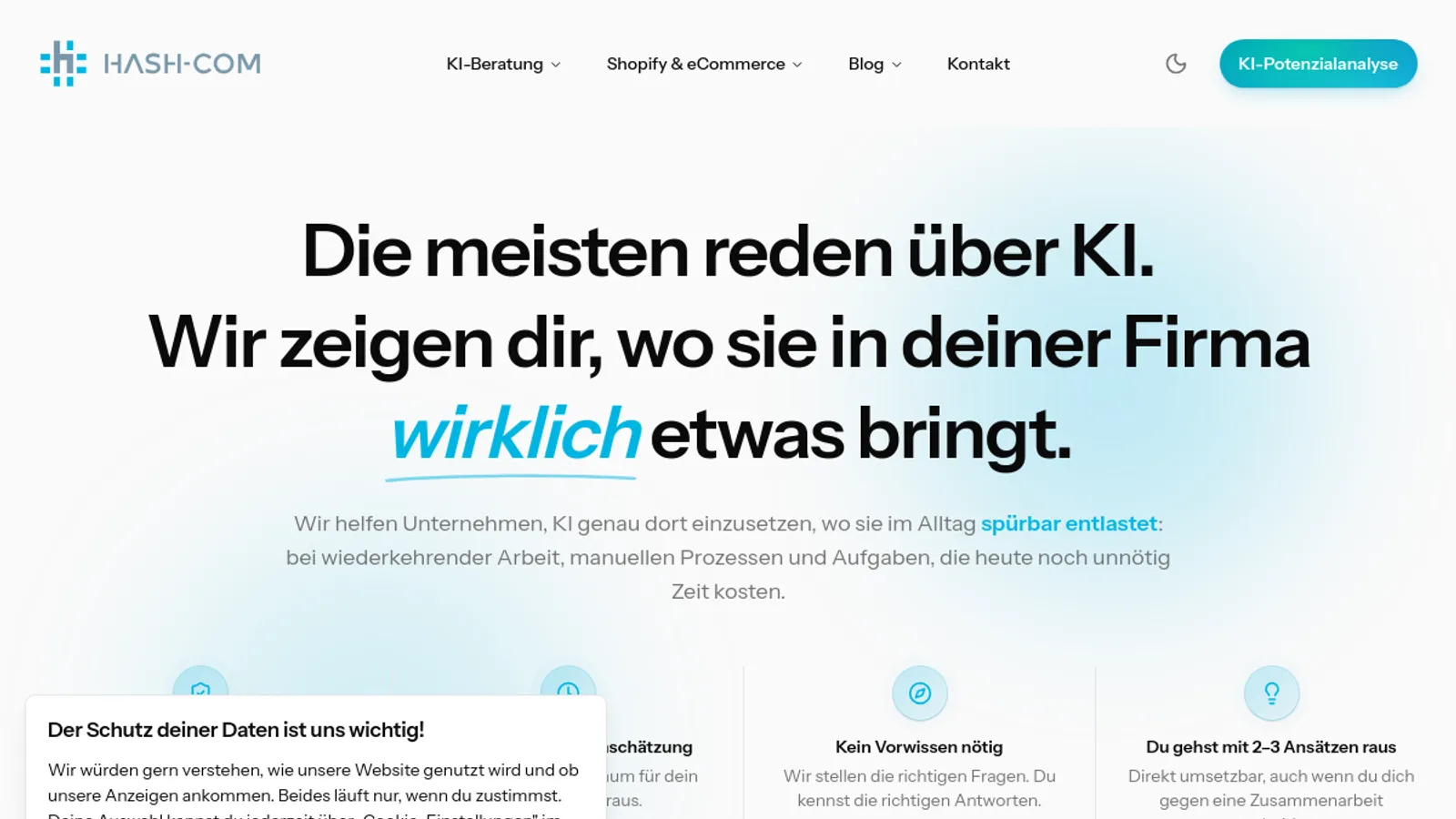 Screenshot of the HASH-COM GmbH homepage