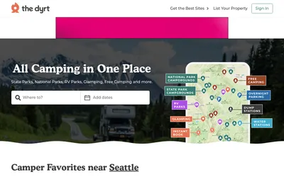Screenshot of the The Dyrt homepage