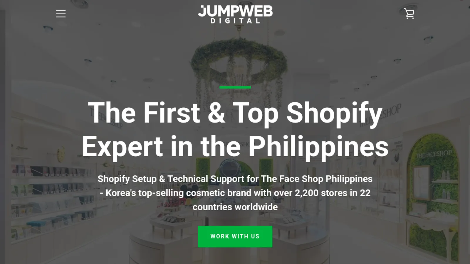 Screenshot of the Jumpweb Digital homepage