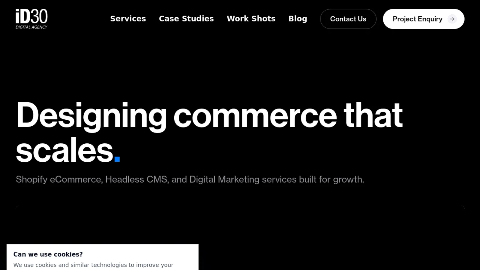 Screenshot of the iD30 homepage