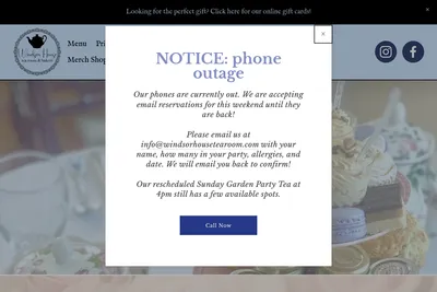 Windsor House Tea Room and Bakery website homepage