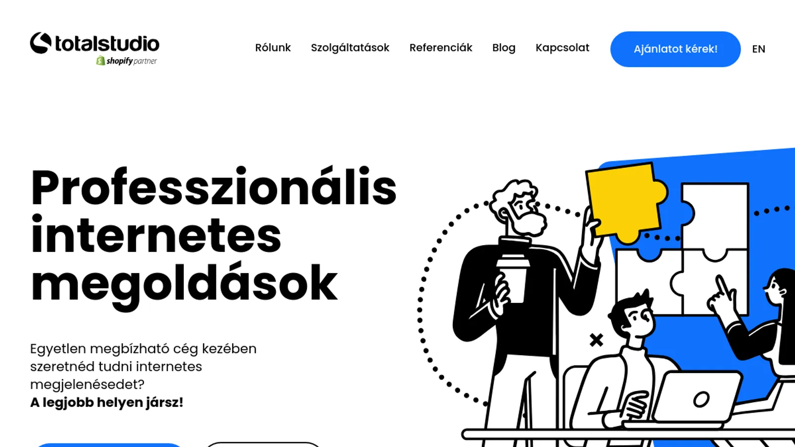 Screenshot of the TotalStudio homepage