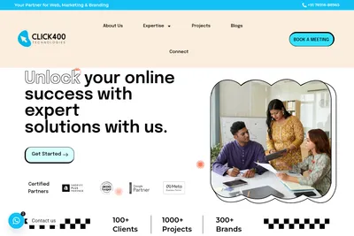 Screenshot of the Click400 Technologies homepage