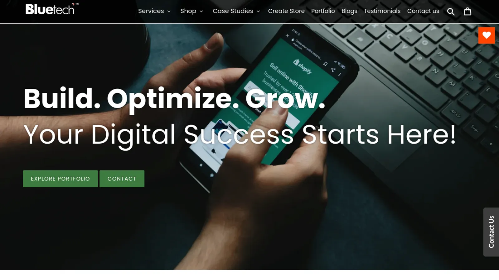 Screenshot of the Bluetech IT Services > Store Development homepage