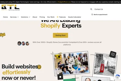 Screenshot of the GTL Digital Technologies homepage
