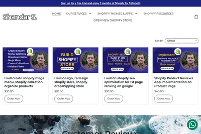 Screenshot of the SHANDAR SERVICE homepage