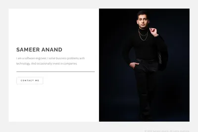 Screenshot of the Sameer ("Sammy") Anand homepage