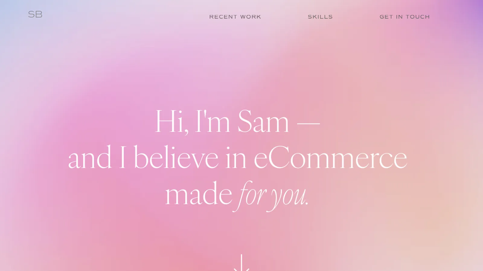 Screenshot of the Sam Barrante homepage