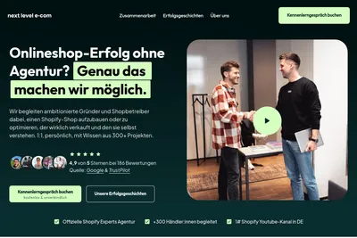Screenshot of the next level e-com GmbH homepage