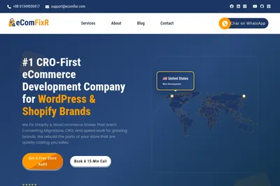 Screenshot of the eComFixR homepage