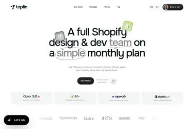 Screenshot of the Teplin homepage