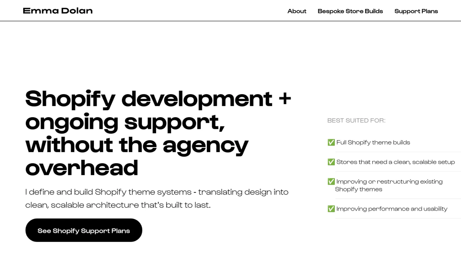 Screenshot of the Emma Dolan homepage