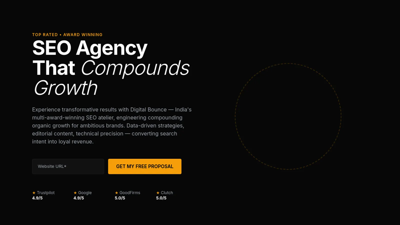 Screenshot of the Digital Bounce homepage