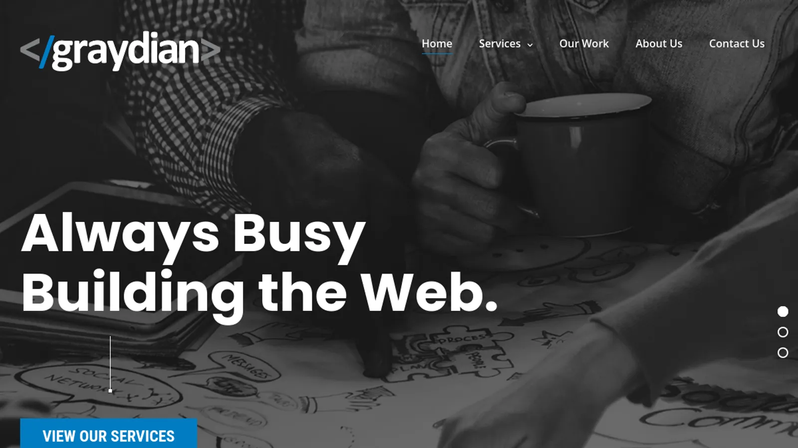 Screenshot of the Graydian Technologies + Design homepage