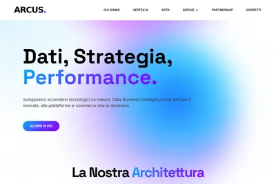 Screenshot of the Arcus homepage