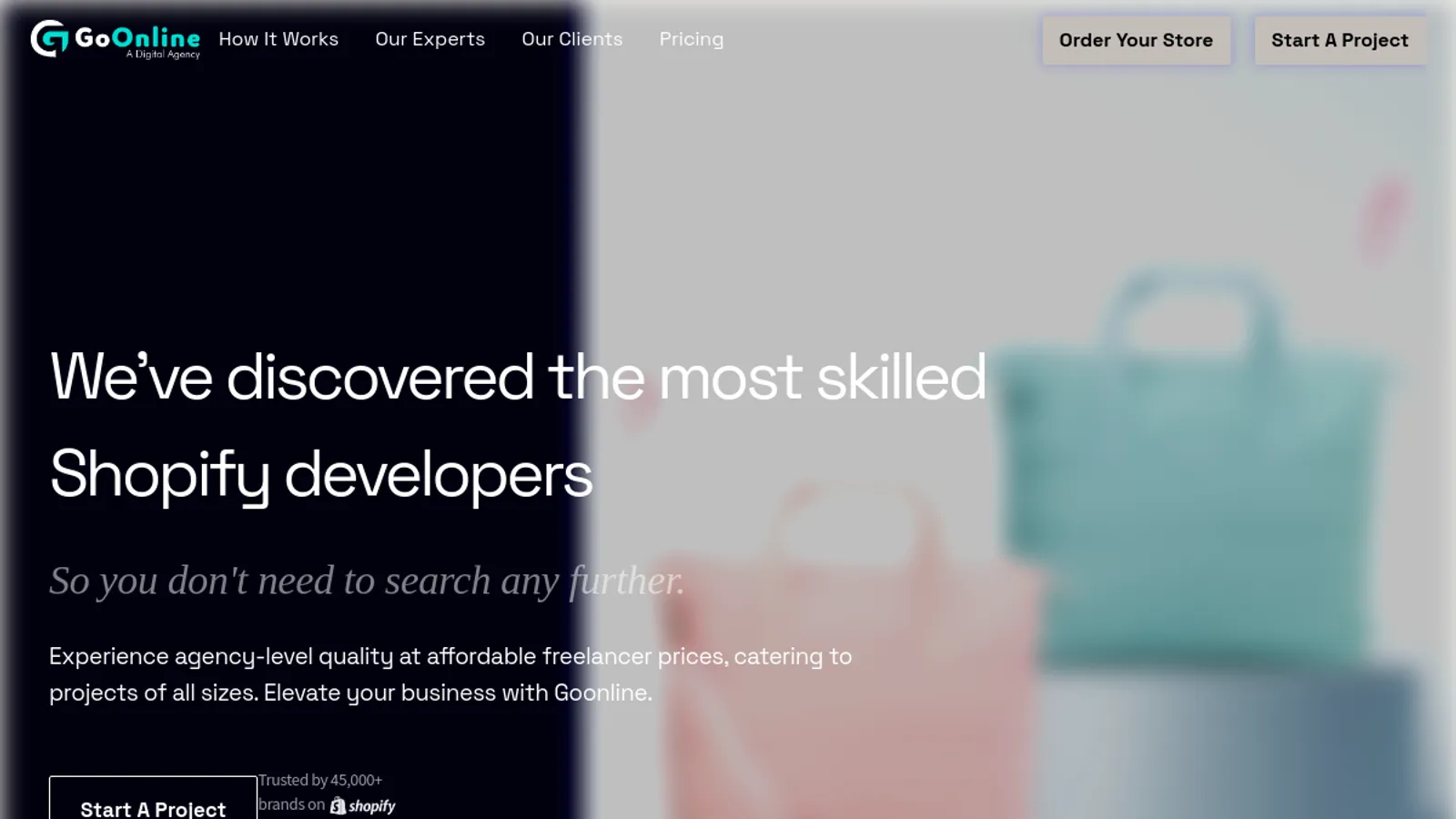 Screenshot of the Go Online homepage