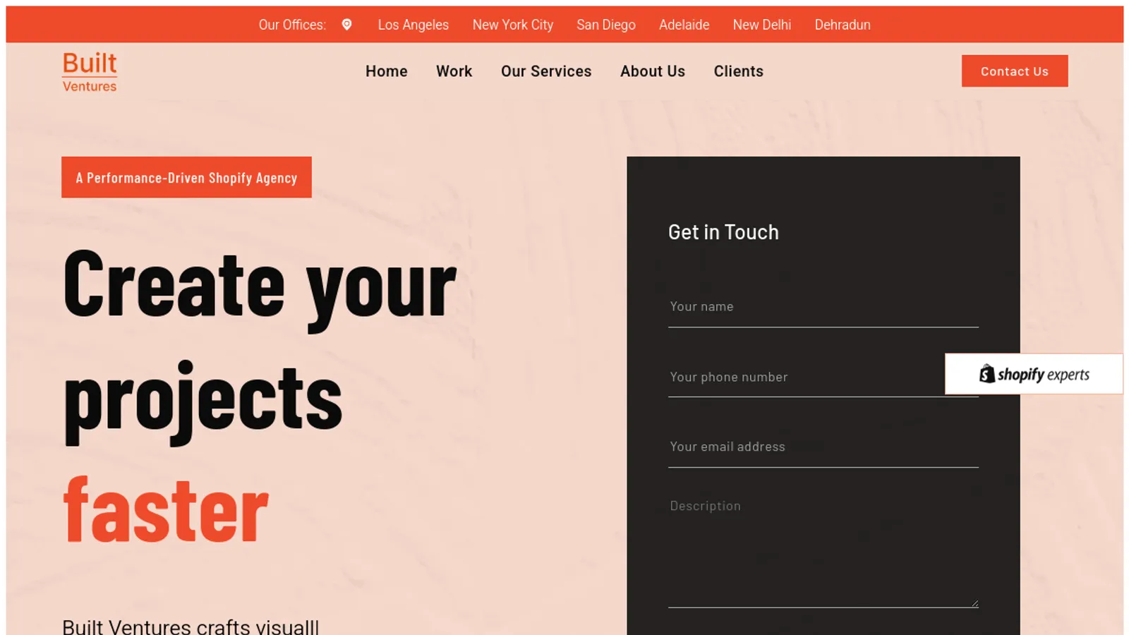 Screenshot of the Built Ventures homepage