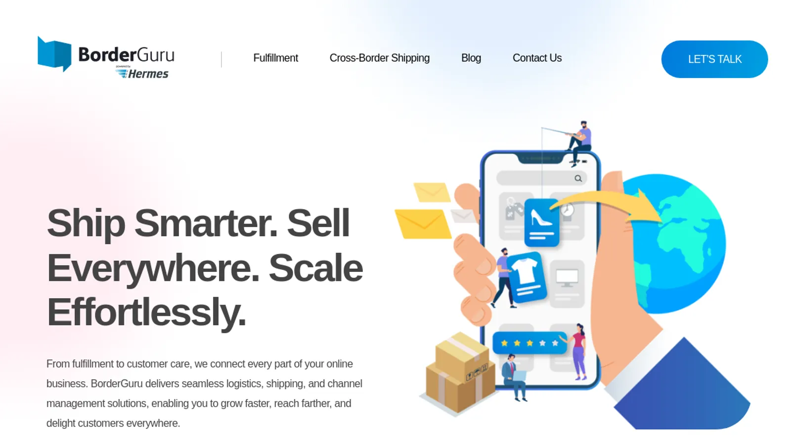 Screenshot of the Hermes NexTec dba BorderGuru homepage