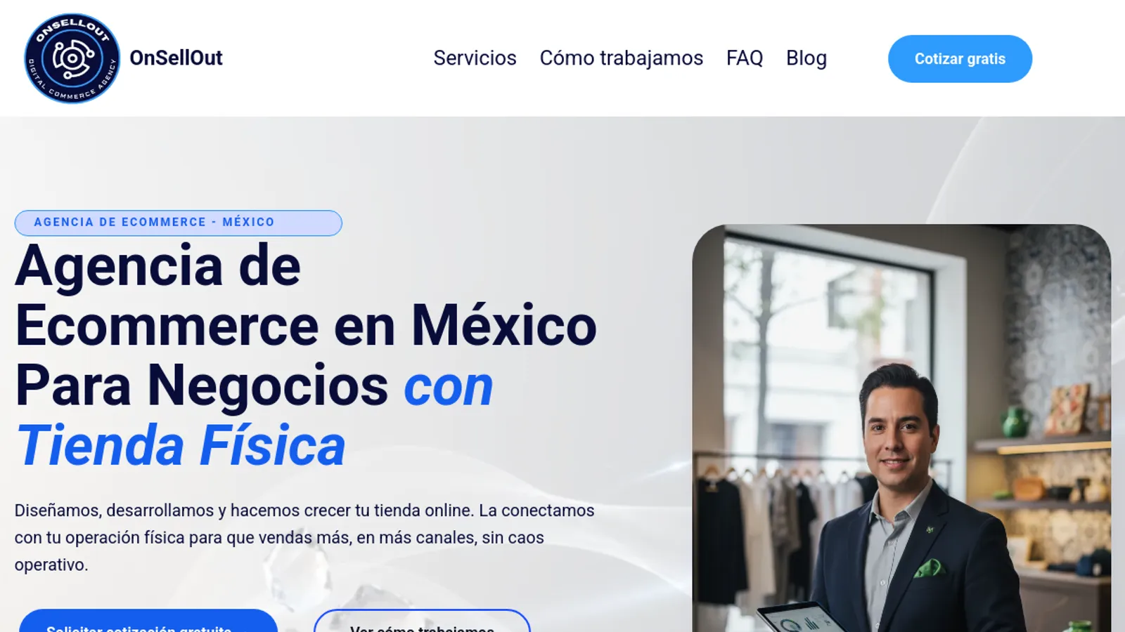 Screenshot of the OnSellOut homepage