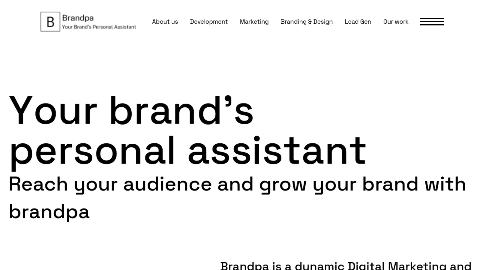 Screenshot of the Brandpa homepage
