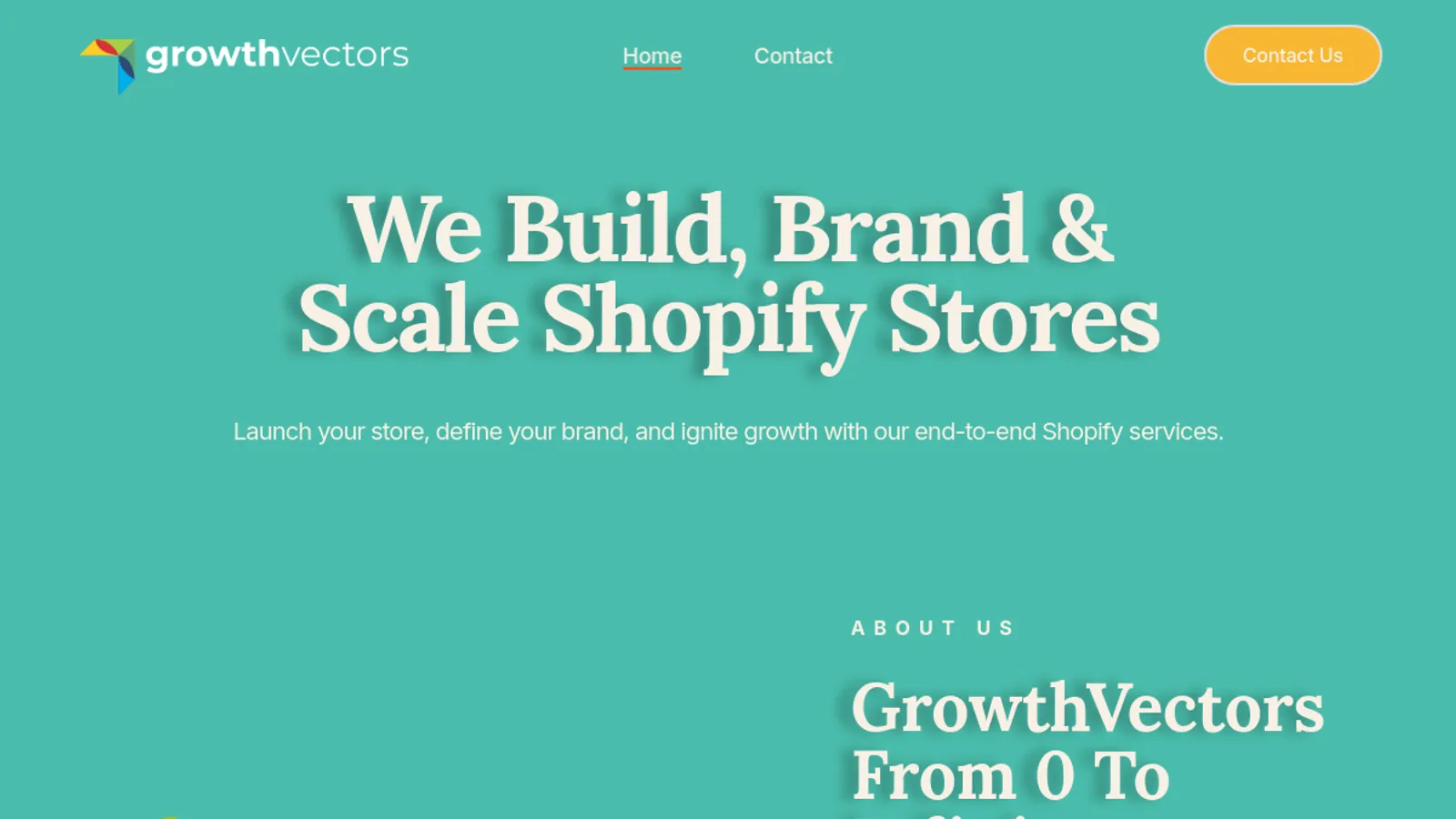 Screenshot of the Growth Vectors homepage