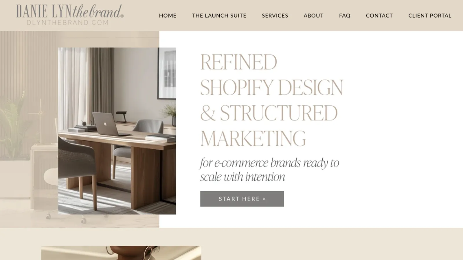 Screenshot of the Danie Lyn The Brand homepage
