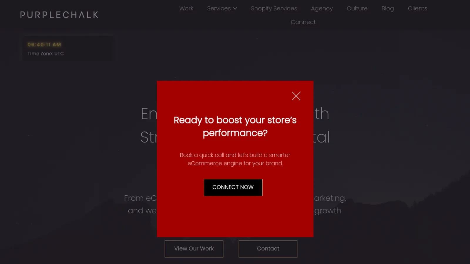 Screenshot of the Purplechalk Services homepage