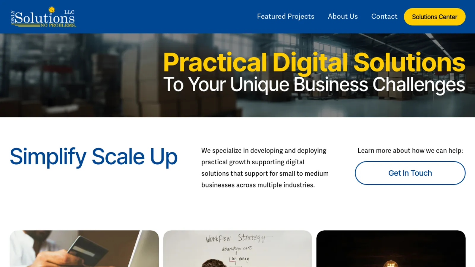 Screenshot of the Only Solutions LLC homepage