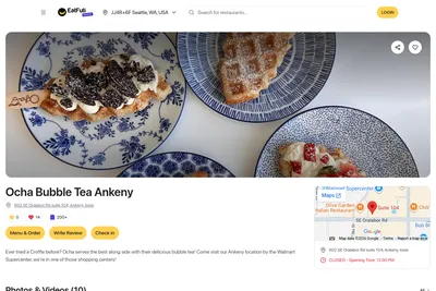 Ocha Bubble Tea, Ankeny website homepage