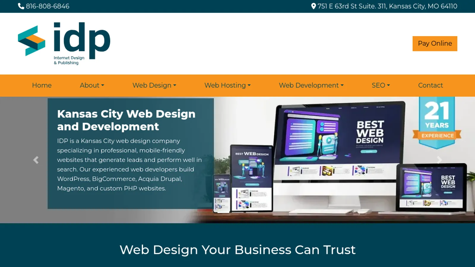 Screenshot of the Internet Design & Publishing, Inc. homepage