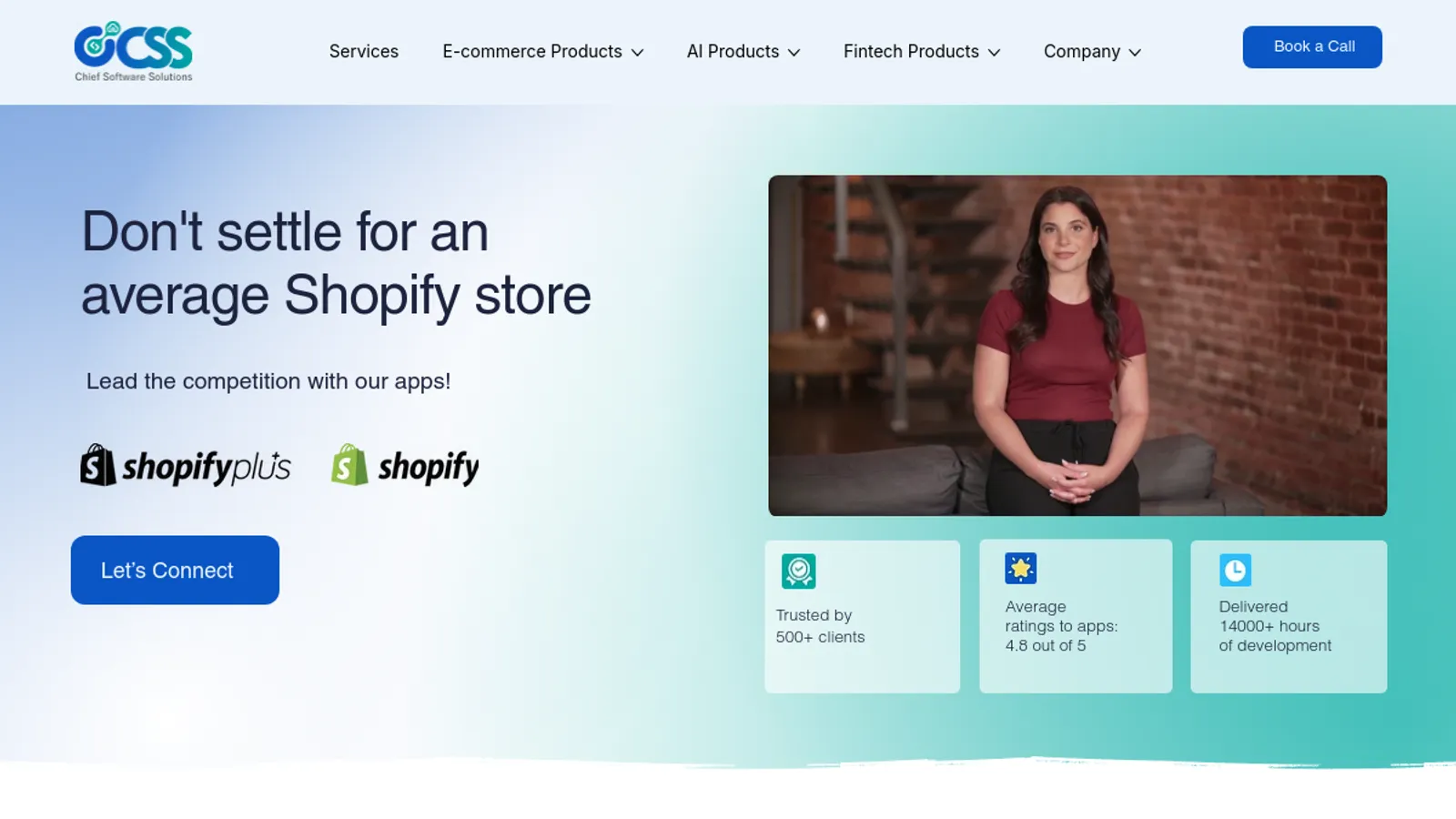 Screenshot of the Chief Software Solutions homepage
