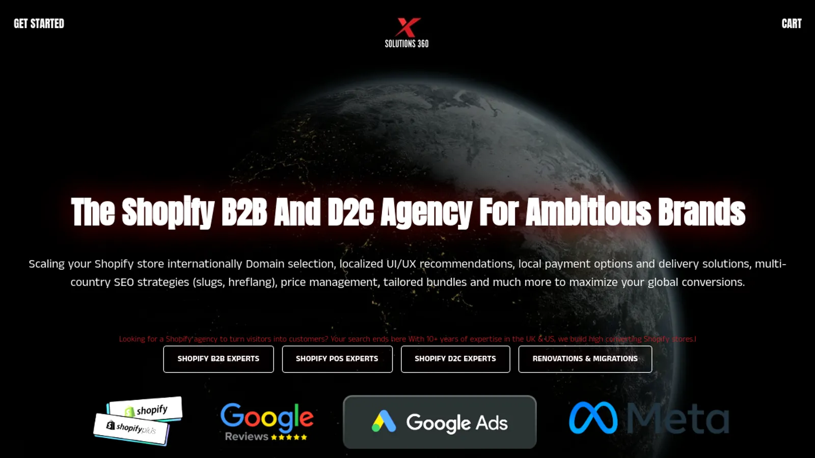 Screenshot of the Xsolutions360 homepage