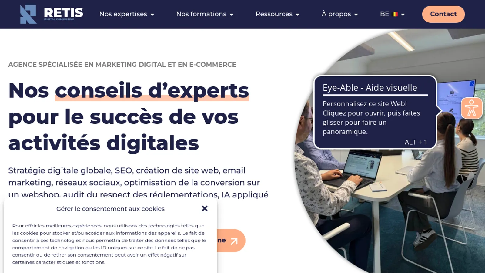 Screenshot of the Agence Retis homepage