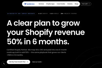 Screenshot of the Webrex Studio homepage