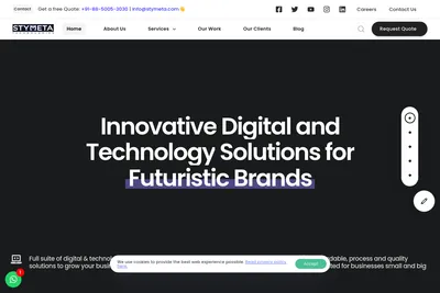Screenshot of the Stymeta Technologies homepage
