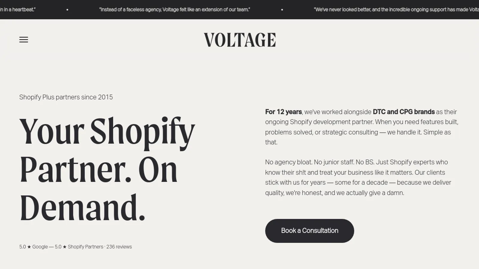 Screenshot of the Voltage New Media Inc. homepage