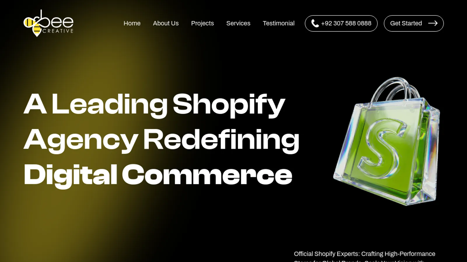 Screenshot of the Bee Creative homepage