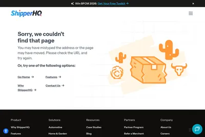 Screenshot of the ShipperHQ homepage