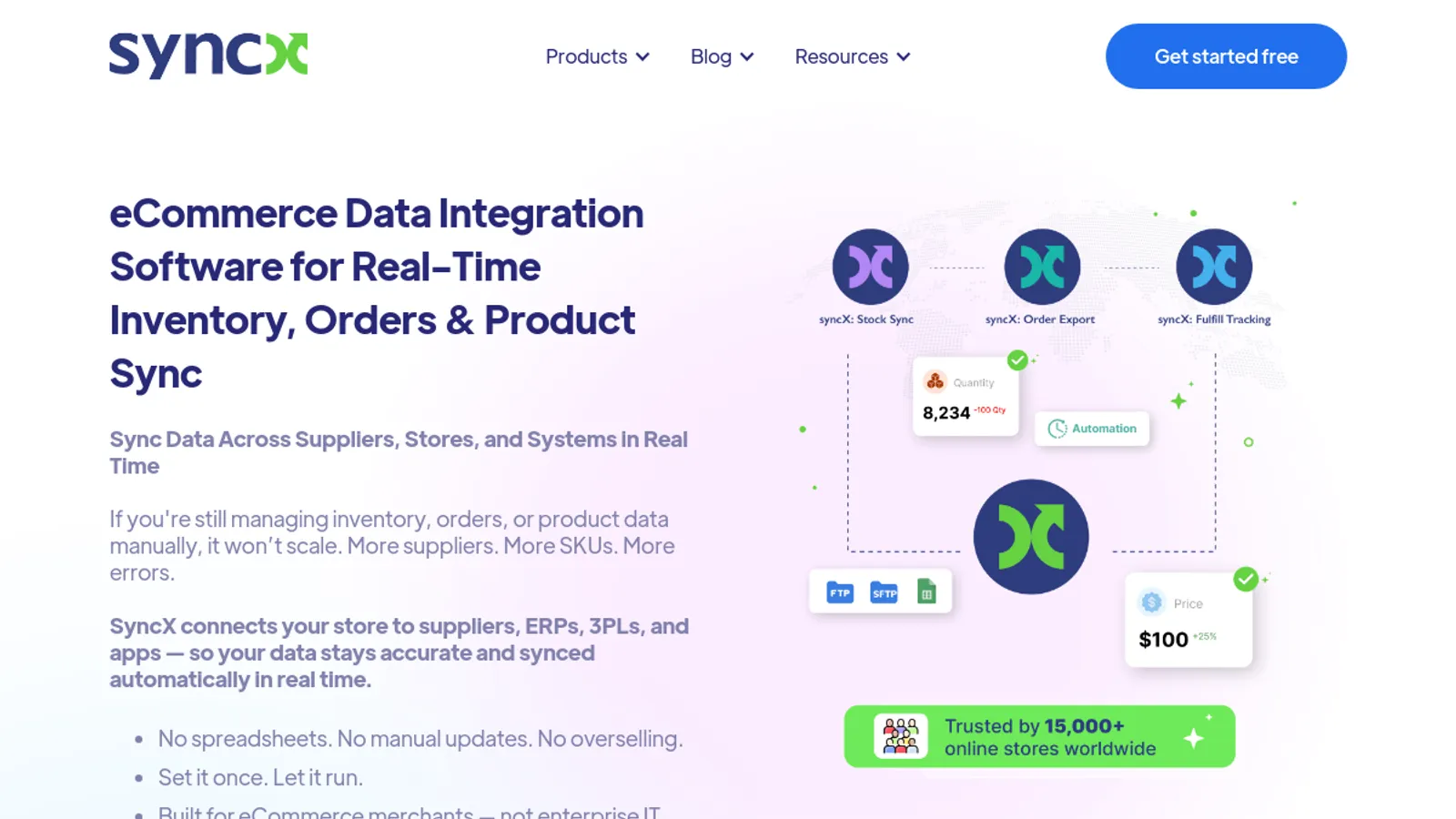 Screenshot of the SyncX homepage