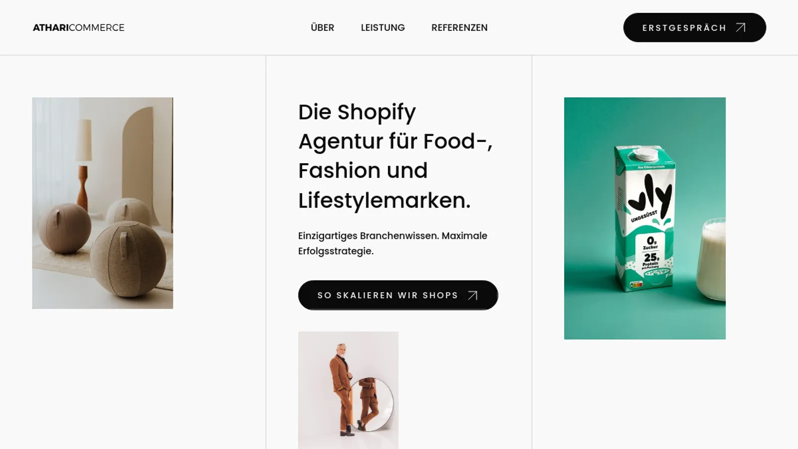 Screenshot of the AthariCommerce homepage