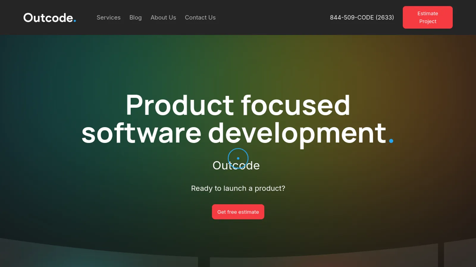 Screenshot of the OutCode Software homepage