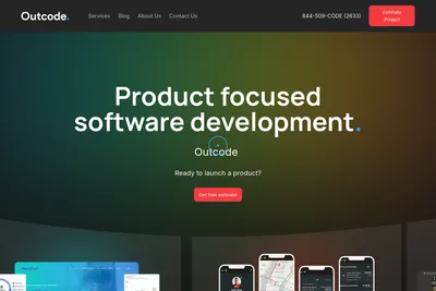 Screenshot of the OutCode Software homepage