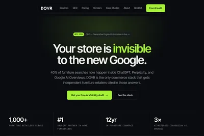 Screenshot of the DoVR Media homepage
