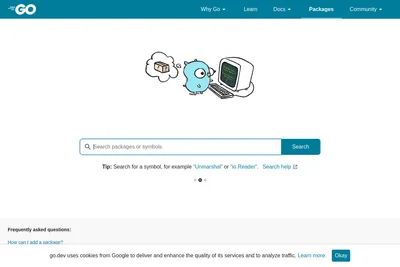 Screenshot of the pkg.go.dev homepage