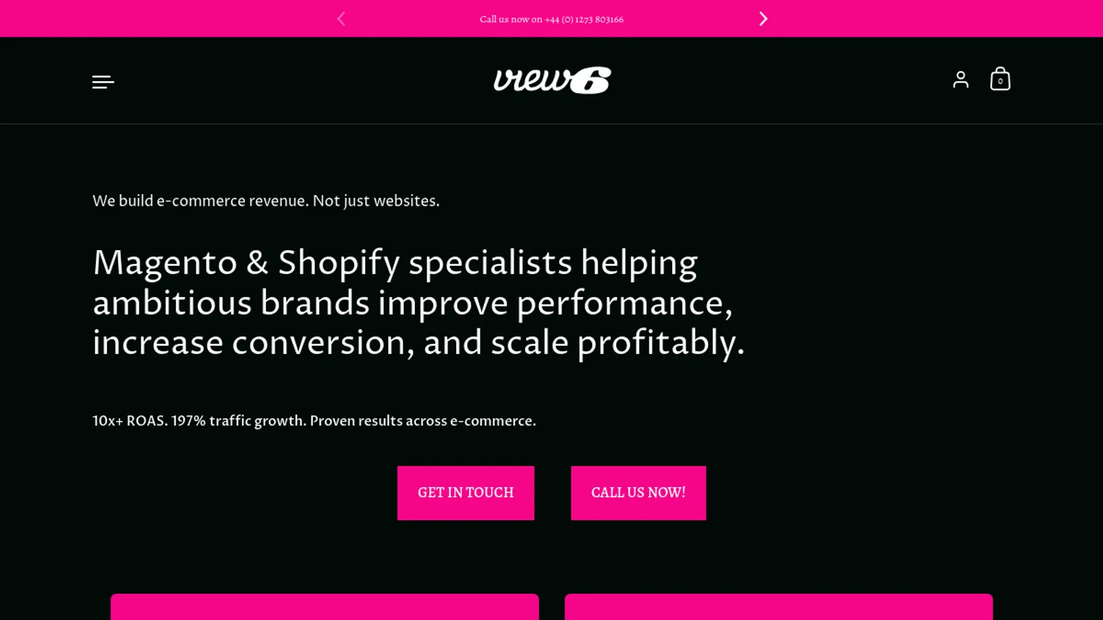 Screenshot of the View6 homepage