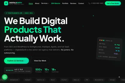 Screenshot of the DigitalsEarth homepage