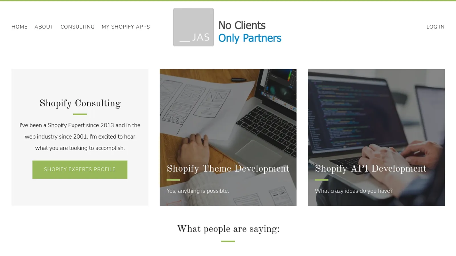 Screenshot of the JAS Technology homepage