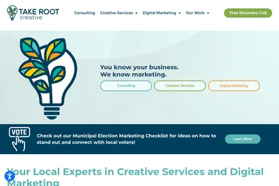 Screenshot of the Take Root Creative homepage